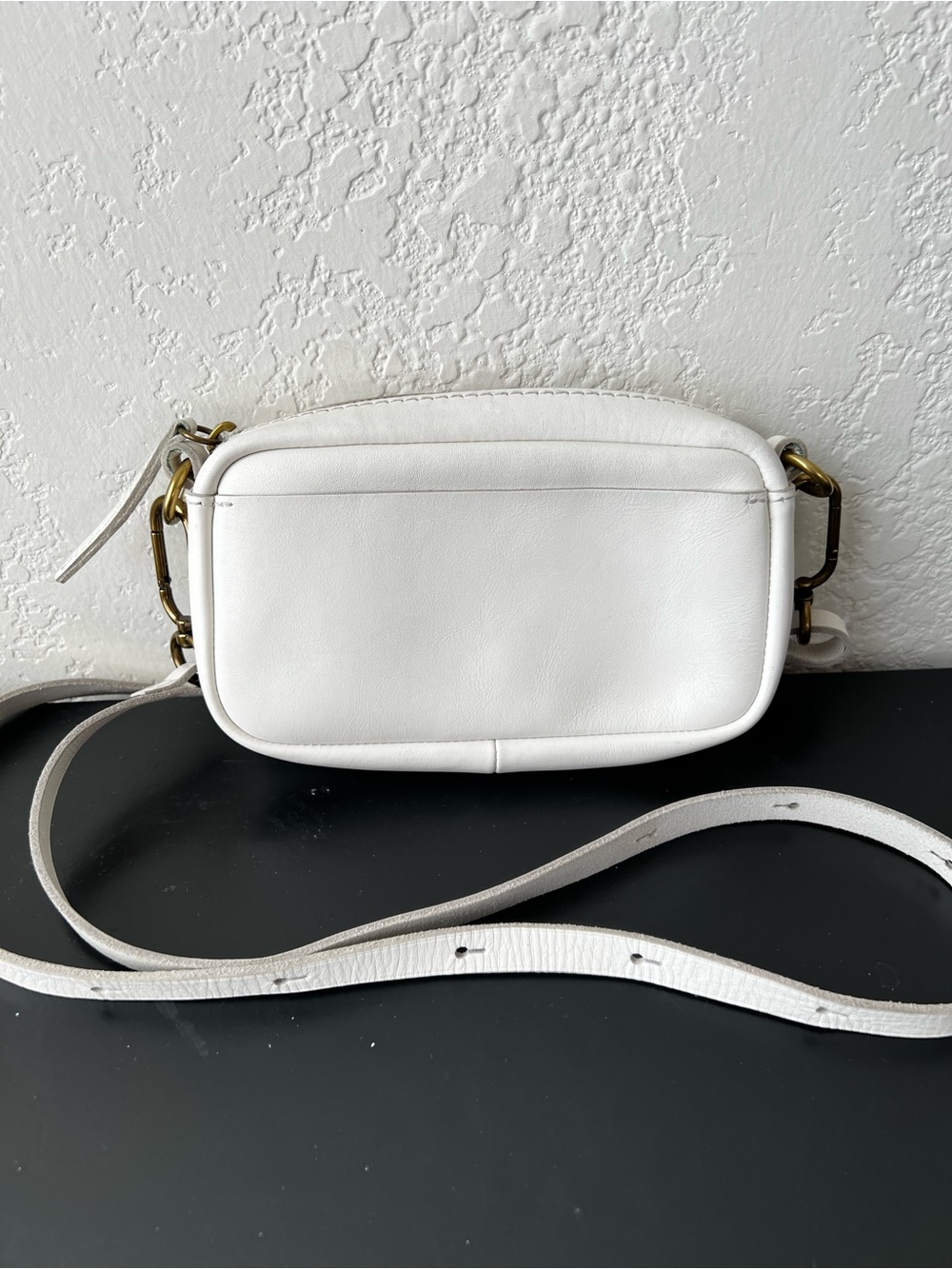 Madewell White Genuine Leather Crossbody Bag